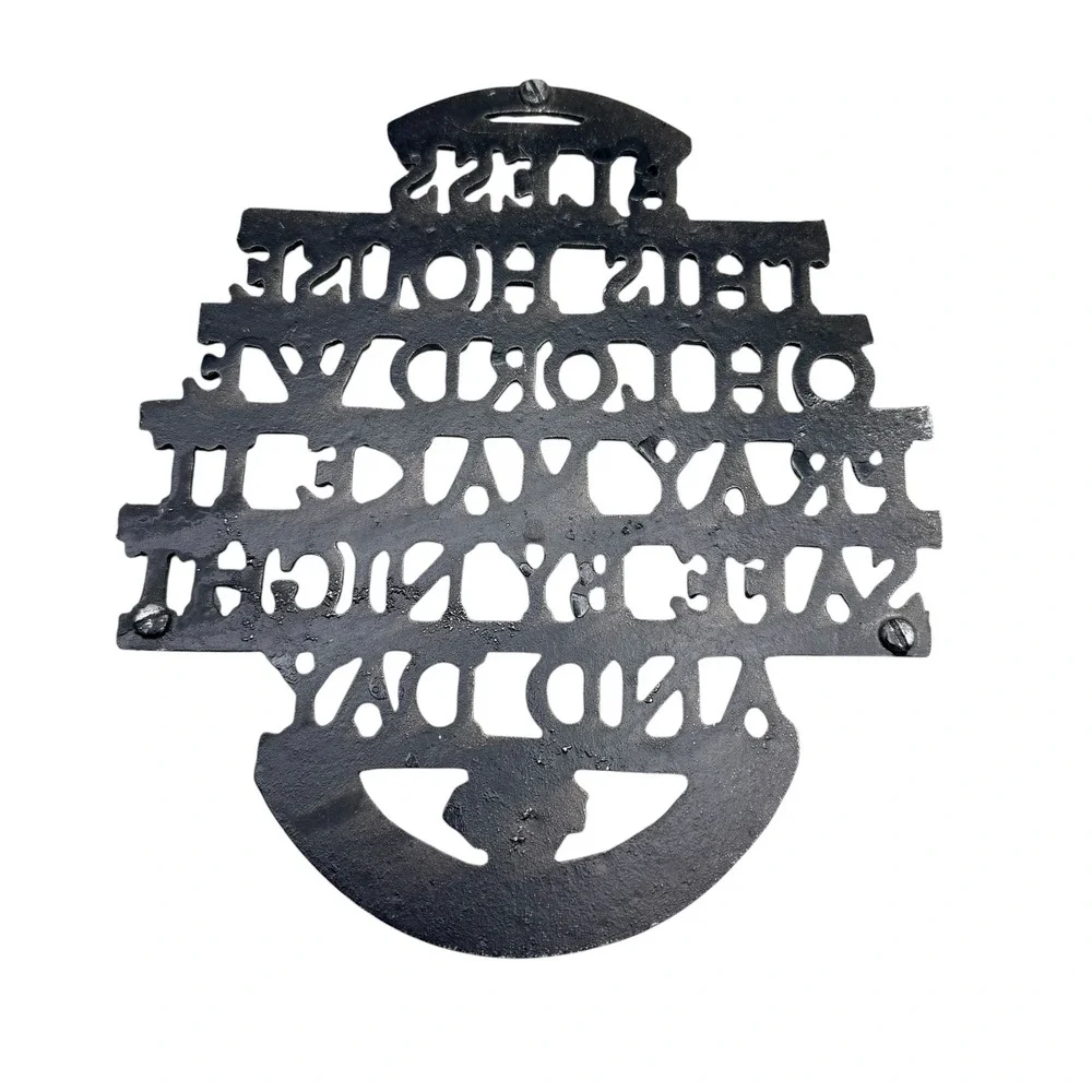 Vintage Black Cast Iron Bless This House Wall Plaque Religious Home Decor 7.5in